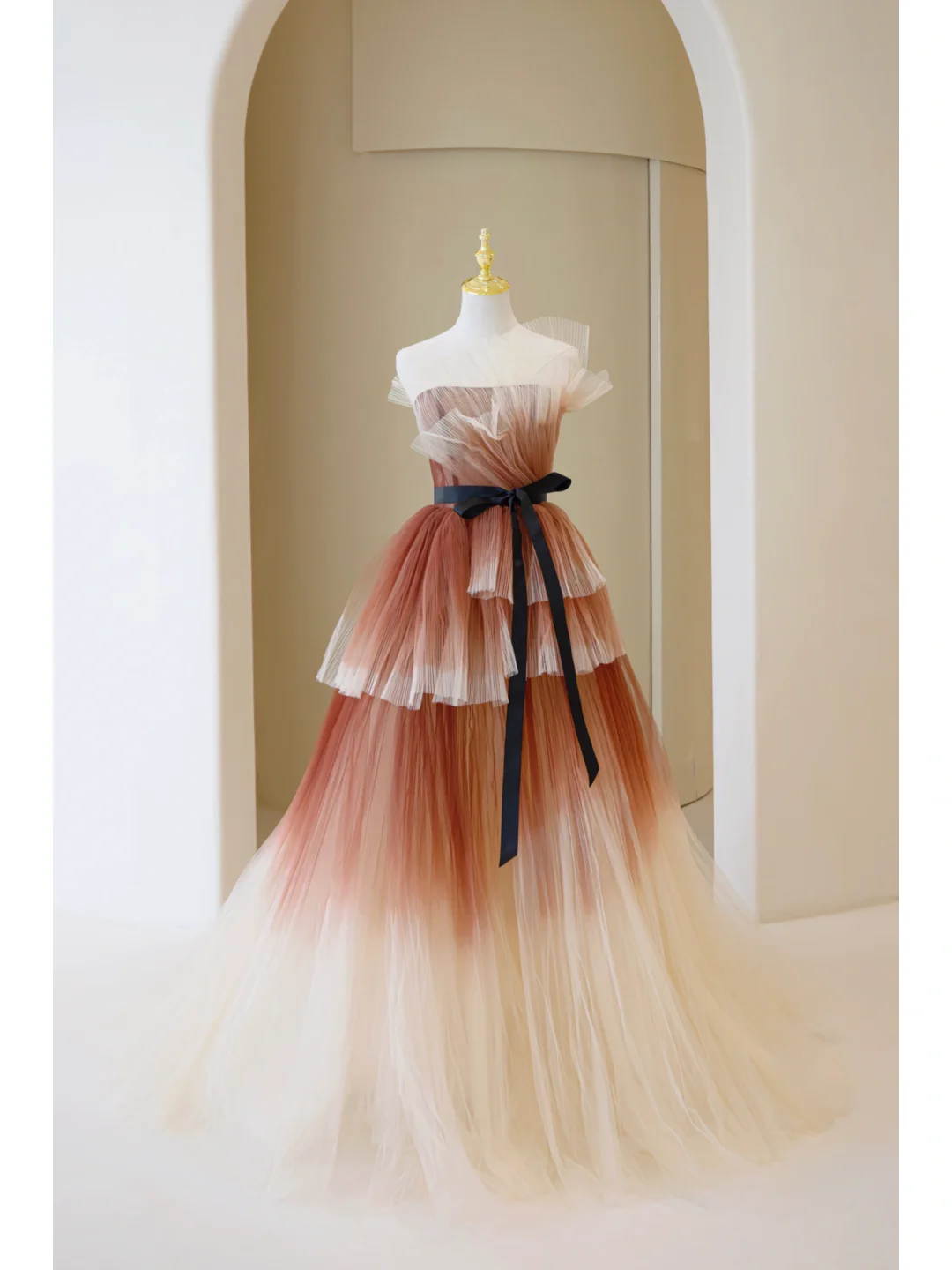 Prinzessinnen-Ballkleid, trägerlos, Ombré-Farben, langes Abendkleid, beeindruckendes Outfit zum 18. Geburtstag, Abendkleid AB896