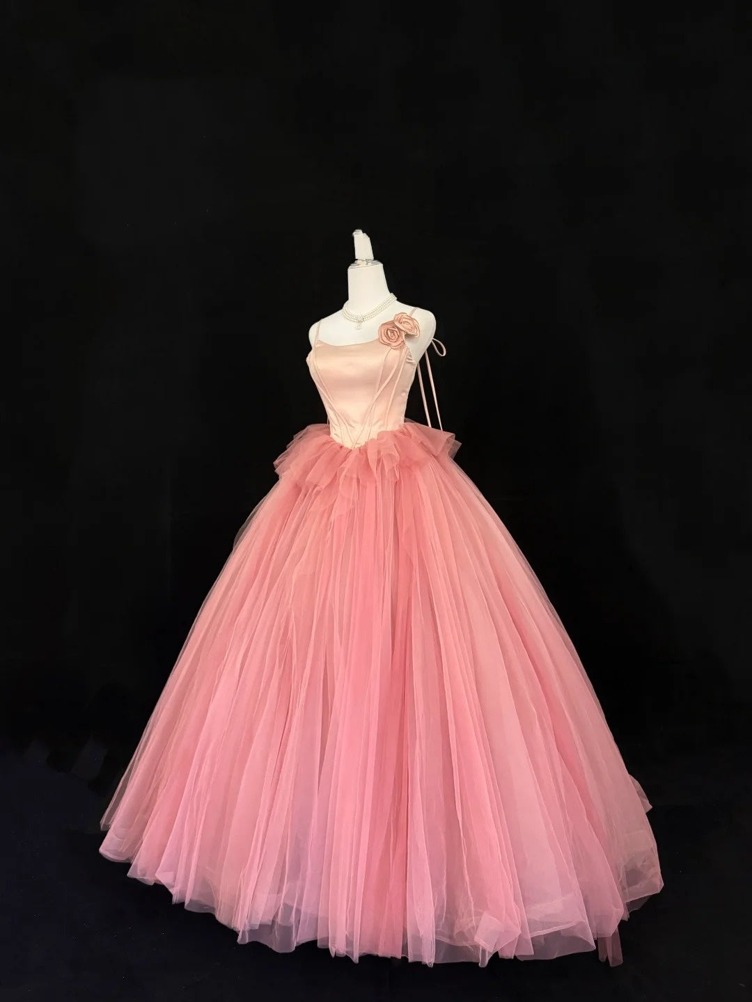 Pink Sweet 16 Dresses Long Ball Gown Spaghetti Straps Sweet Sixteen Birthday Gown RC0222