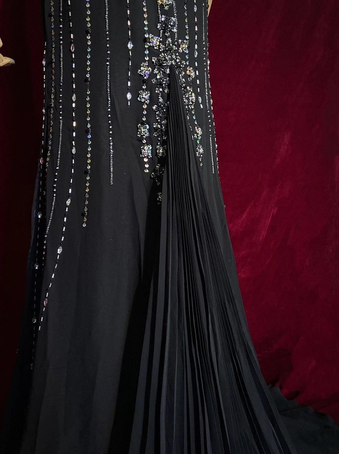 Vintage Abschlussballkleider 90er Meerjungfrau Spaghetti-Träger Schwarz Tie Mit Silberperlen Lang Semi-Formal Abendkleid N3666