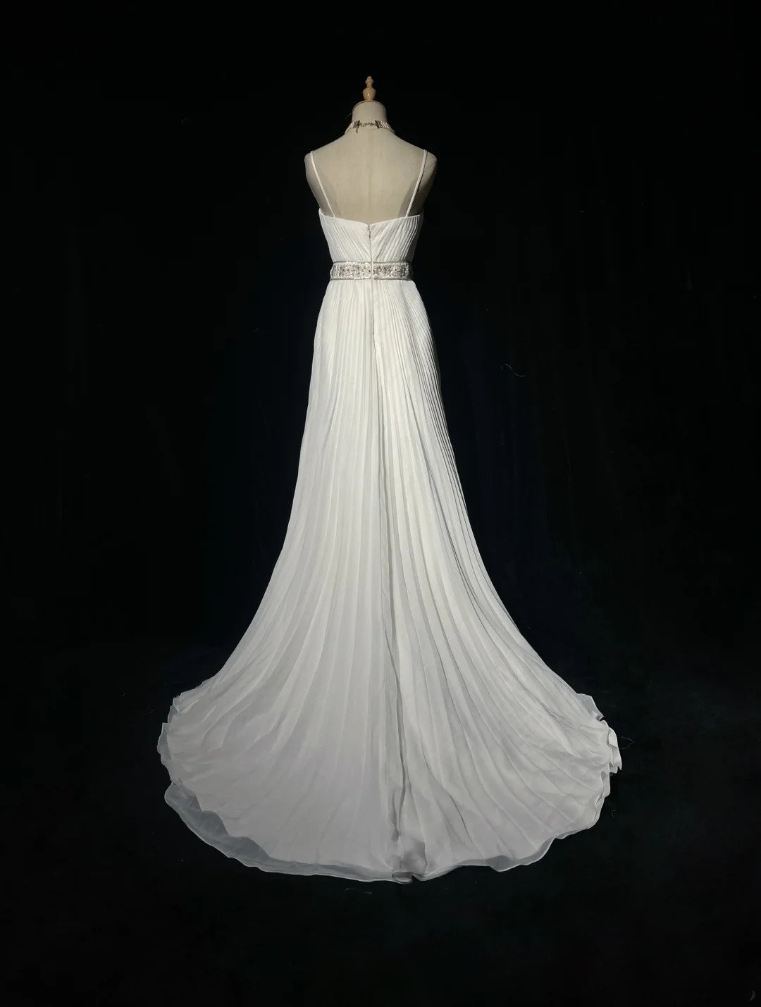 Vintage 90er Brautkleider A-Linie Spaghettiträger Weiß Schlicht Sommergarten Langes Brautkleid N3721