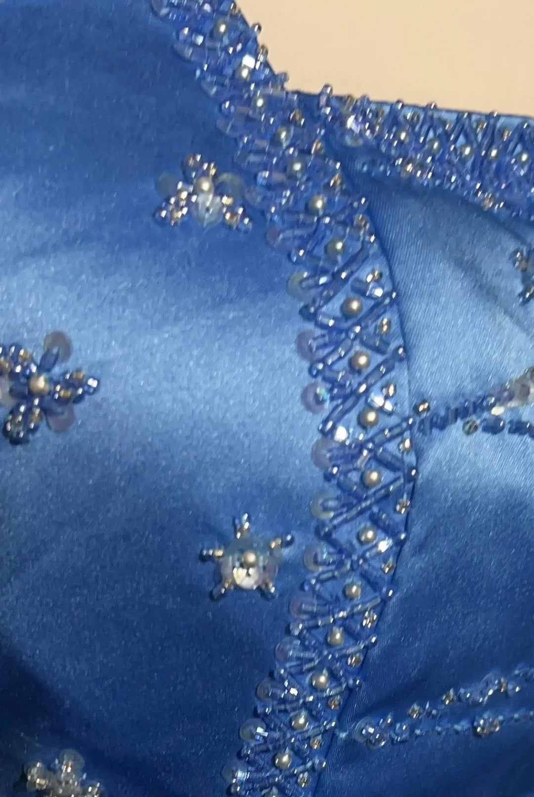 Robes de bal vintage en satin bleu en ligne A avec perles, longue robe de soirée N2461