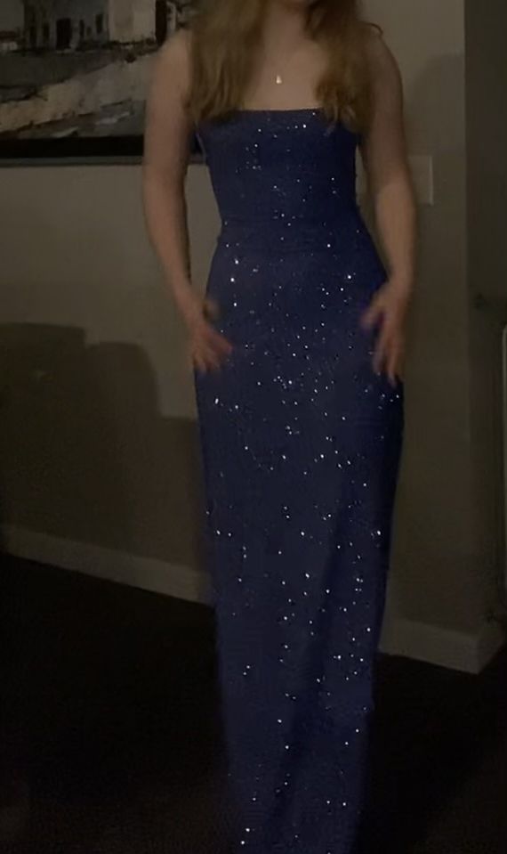 Elegantes Meerjungfrauen-Abendkleid mit Spaghettiträgern, königsblau, paillettenbesetzt, figurbetont, langes formelles Ballkleid, 16. Geburtstagskleid AB1226