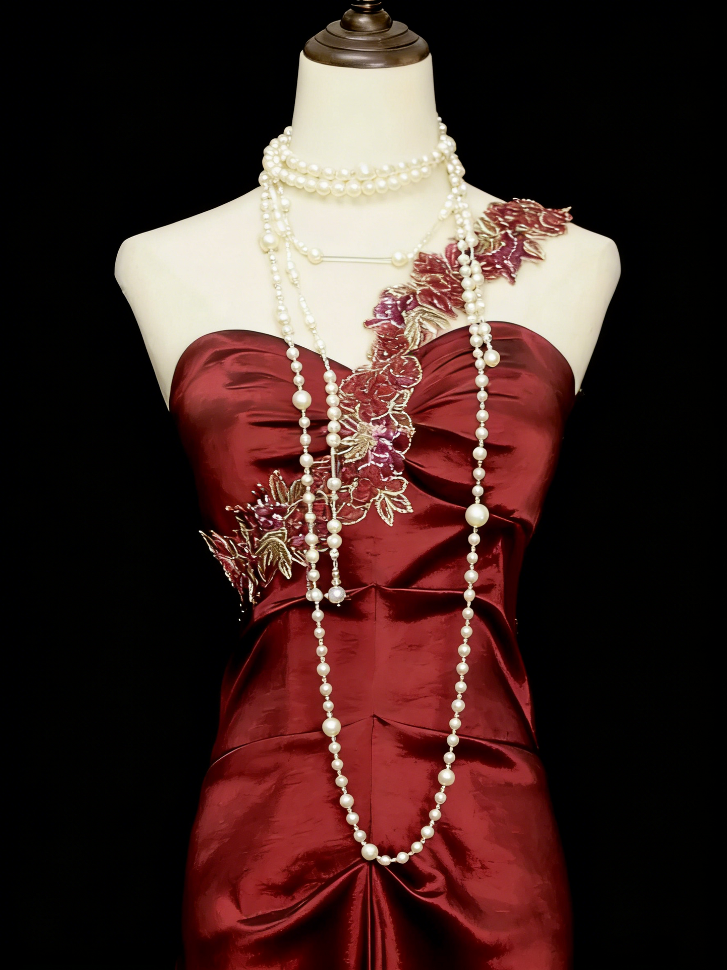 Robe de soirée vintage style sirène asymétrique bordeaux années 80, 70, 90, robe longue de bal de fin d'année N1156
