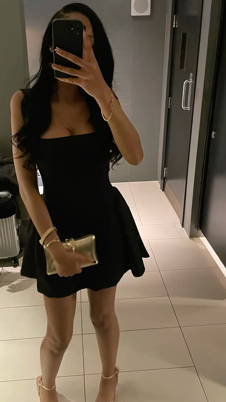 Classic A Line Square Neck Little Black Dress Party-ready Graduation Short Mini Fall Homecoming Dresses RB4438
