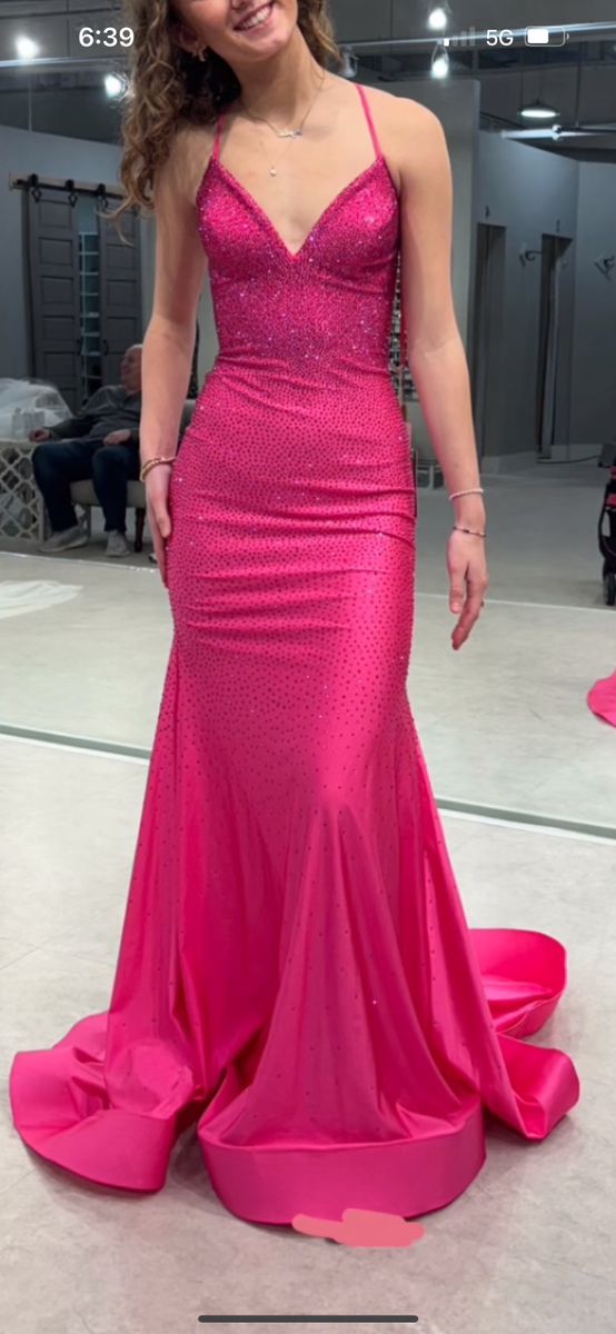 Glitzerndes Meerjungfrauen-Halterkleid in Pink mit Perlenbesatz aus Satin, langes Ballkleid, formelles Partykleid, Cocktailkleid, Maxikleid, Abendkleid AB1279