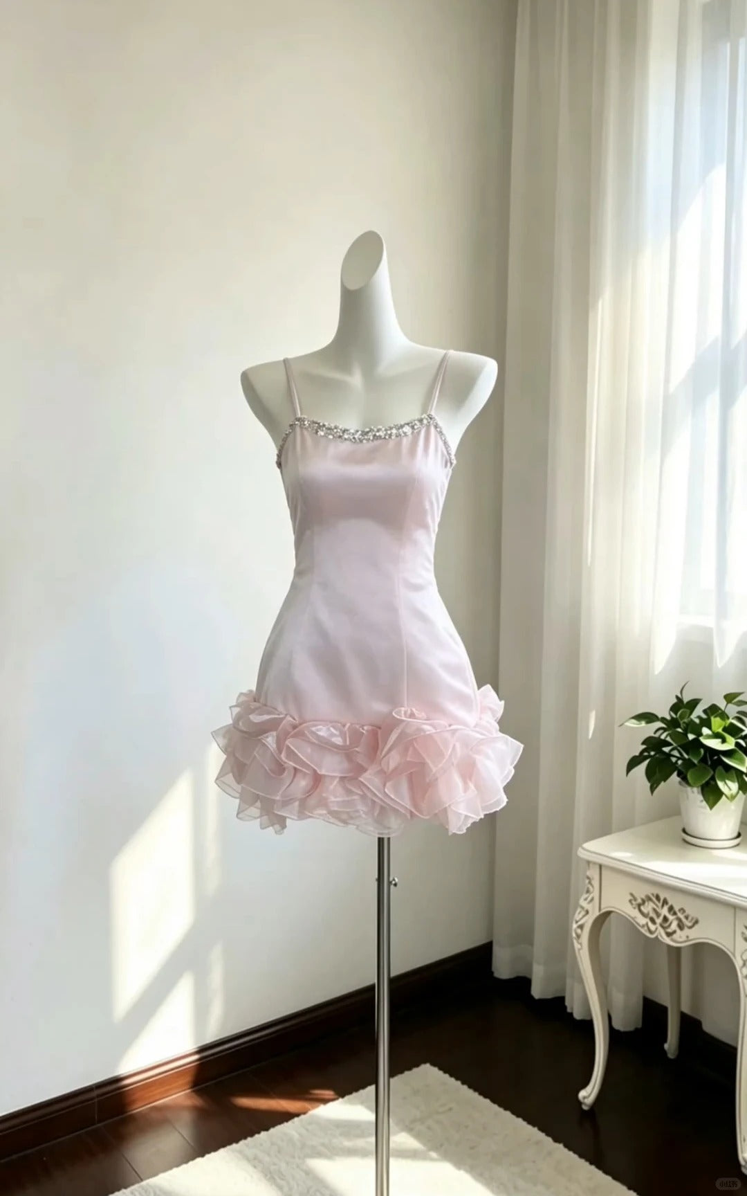 Flirty Short Homecoming Dresses Sheath Spaghetti Strap Pink Semi Formal Graduation Mini Hoco Outfit RB4718