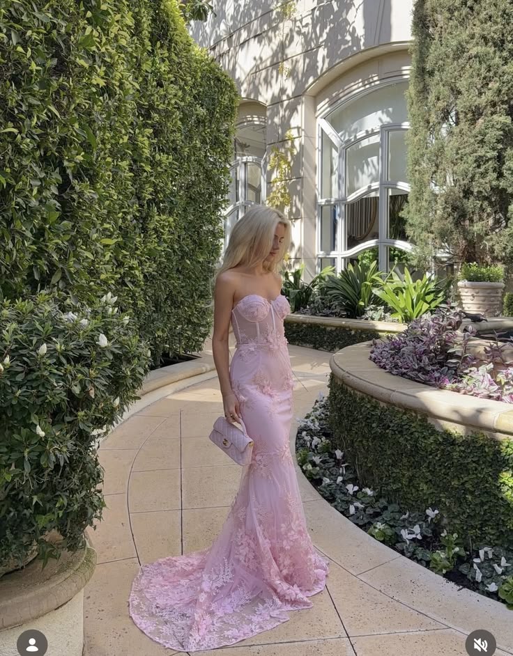 Evening Gown | Aesthetic Princess Pink Prom Dress Fairytale Mermaid Sweetheart Long Formal Dresses RC1337