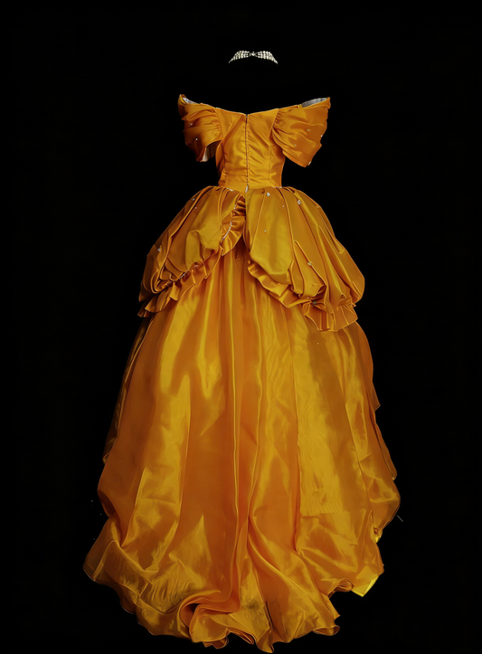 Süßes Ballkleid schulterfrei gelb Organza Sweet 16 Kleider Quinceanera Kleid N2143