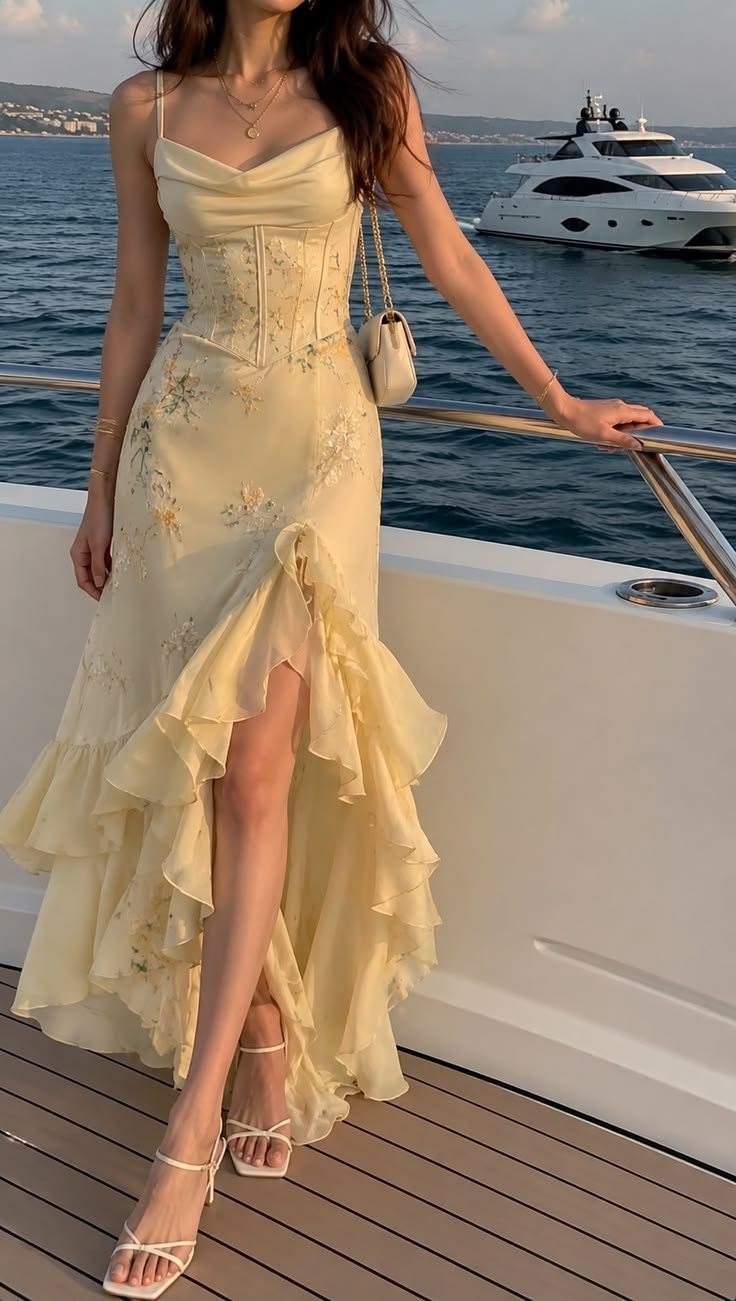 Mermaid Prom Dresses Inspiration Spaghetti Straps High Low Yellow Evening Gown Gala Birthday Outfits Formal Dress RC1531