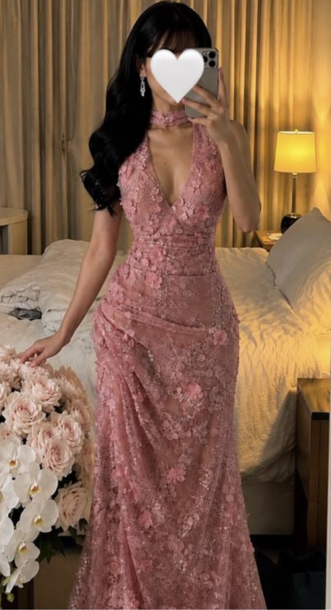 Aesthetic Princess Pink Prom Dress Fairytale Mermaid Halter V Neck Long Formal Dresses RC1345