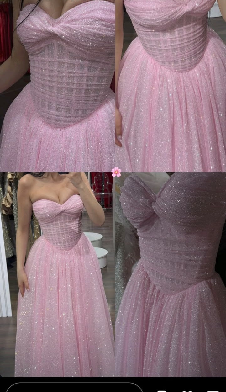 Evening Gown | Aesthetic Princess Pink Prom Dress Fairytale A Line Sweetheart Long Formal Dresses RC1339