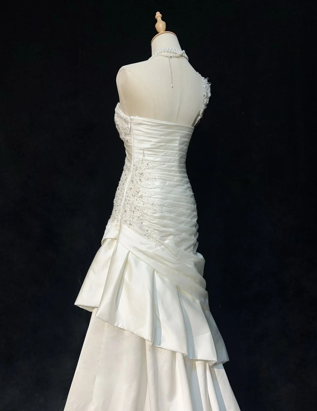 Vintage Abschlussballkleider Meerjungfrau One Shoulder One Shoulder Satin mit Perlen 1980er Jahre Langes Abendkleid N2623