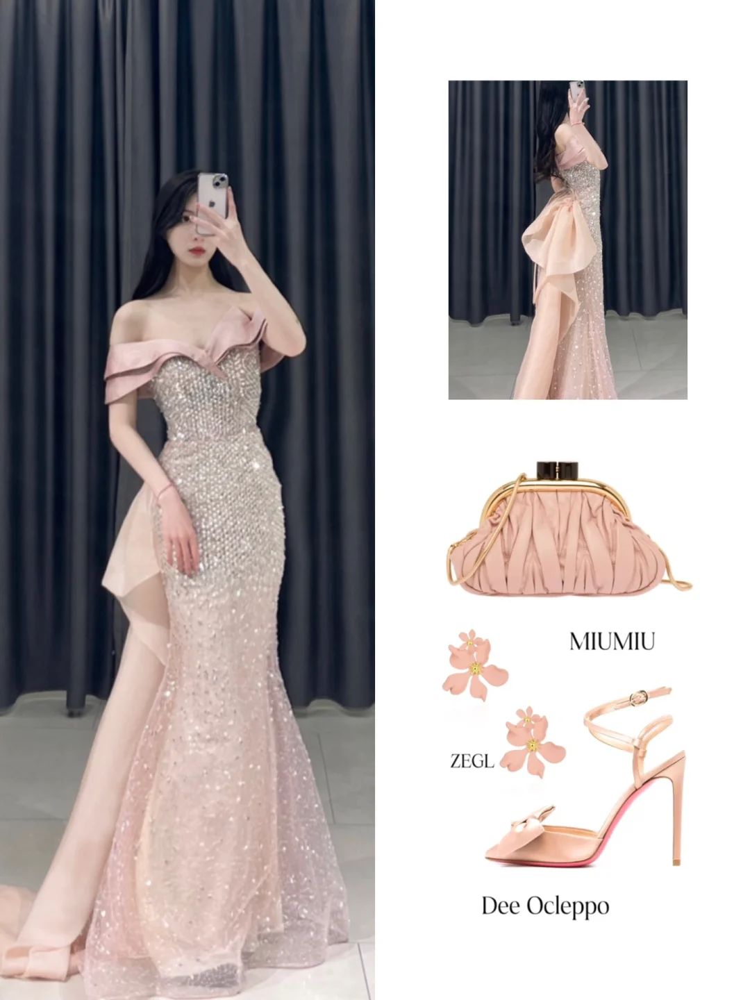 Elegant Mermaid Off The Shoulder Pink Sequin Sparkly Pleated Floor Length Prom Dress Inspiration Long Prom Dresses A095