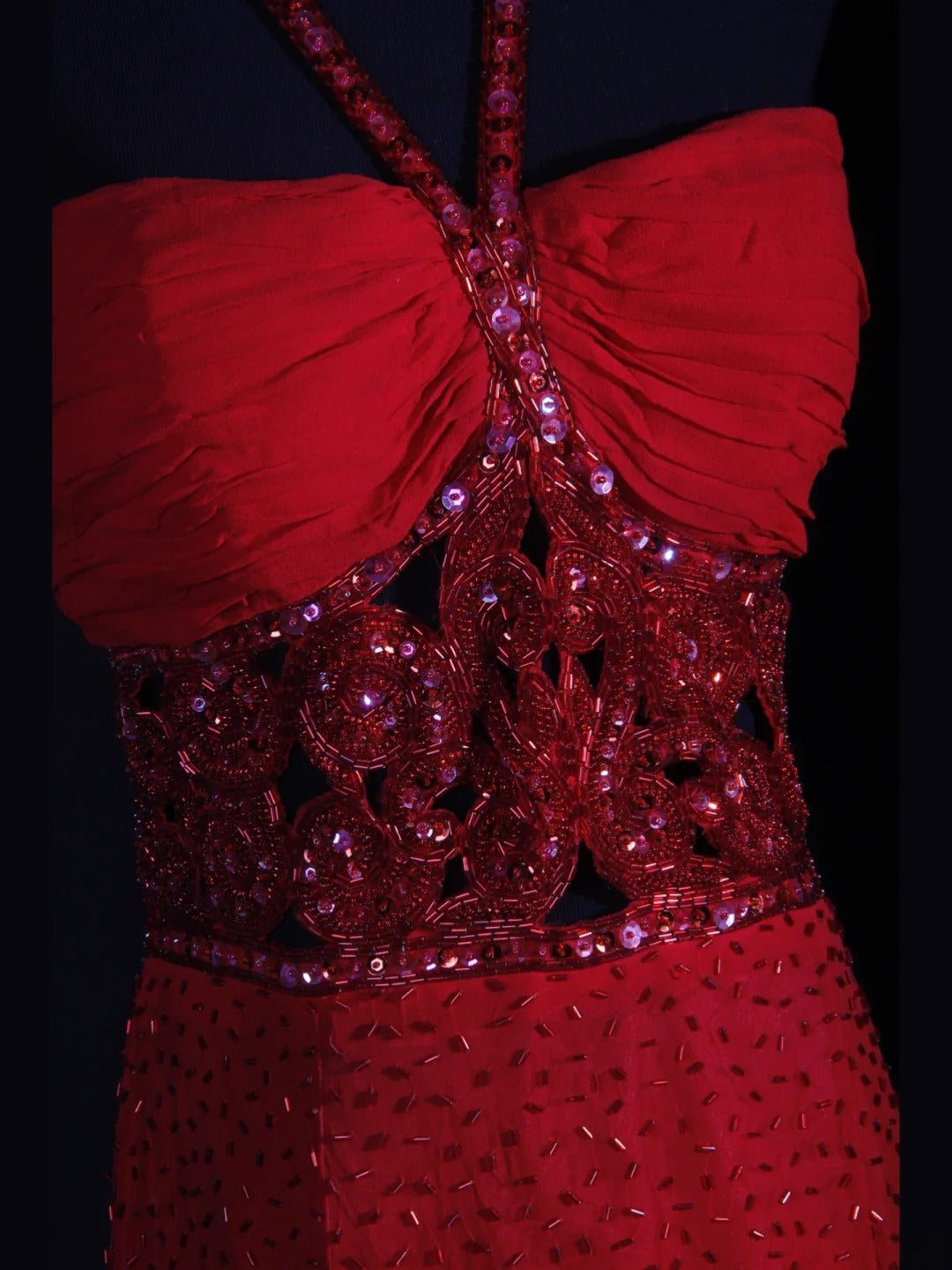 Vintage Sheath Halter 1950s Red Sequined Evening For Women Party Dresses Long Formal Prom Dresses 20th Birthday Gown AA255