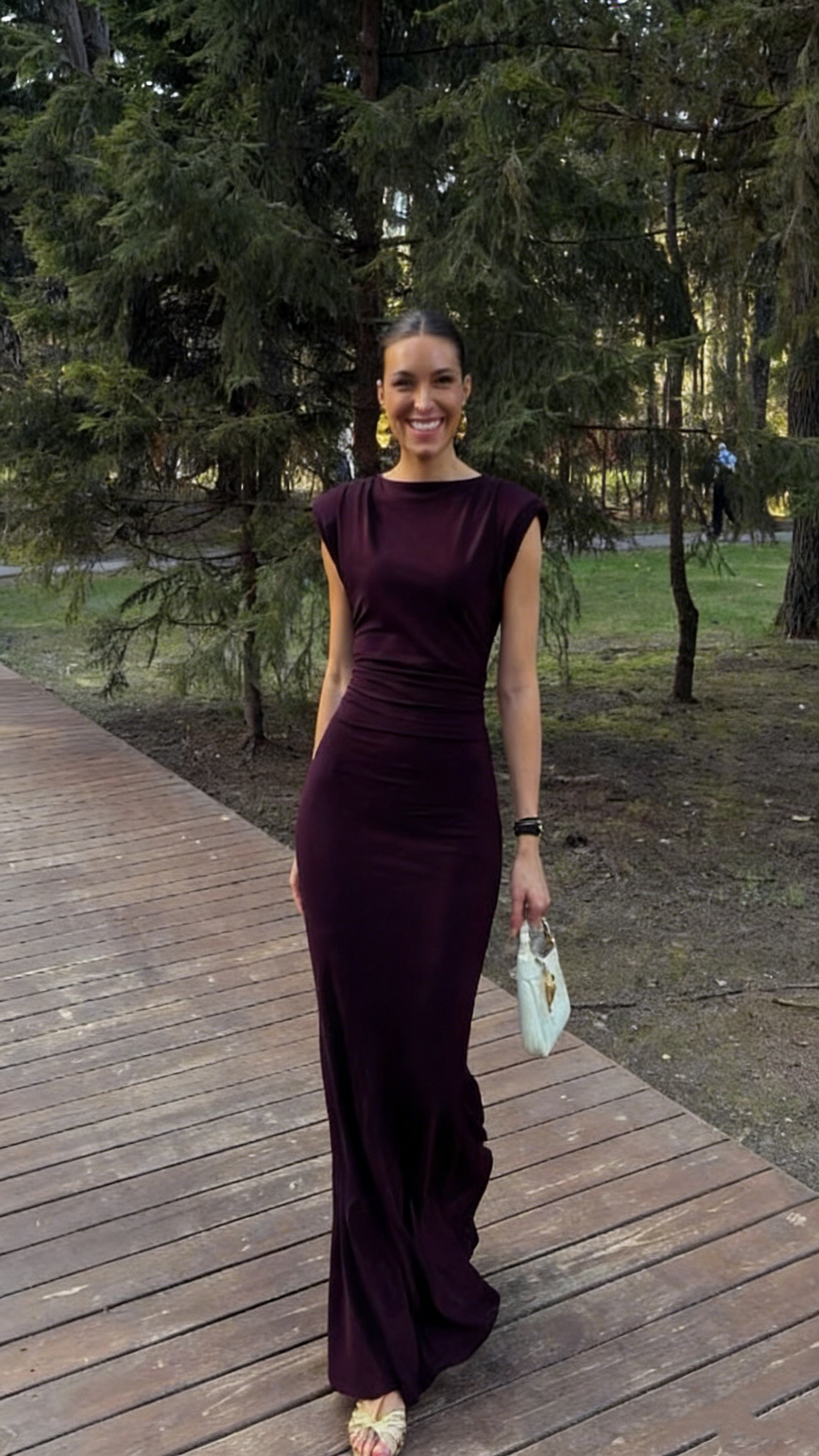 Elegant Mermaid Scoop Neck Burgundy With Sleeves Long Formal Fancy Evening Dress Dinner Outfits Classy Party Gowns AB2026