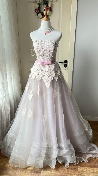 Sweet 16 Dresses Long Sweetheart Lilac Tulle Lace Appliqued Ball Gown Sweet Sixteen Birthday Gown RC0385