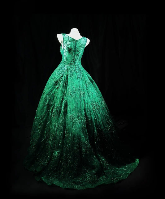 Sophisticated Prom Dresses Ball Gown Scoop Dark Green Tulle With Beading Long Sweet 15 16 Dress Formal Outfits RB5826