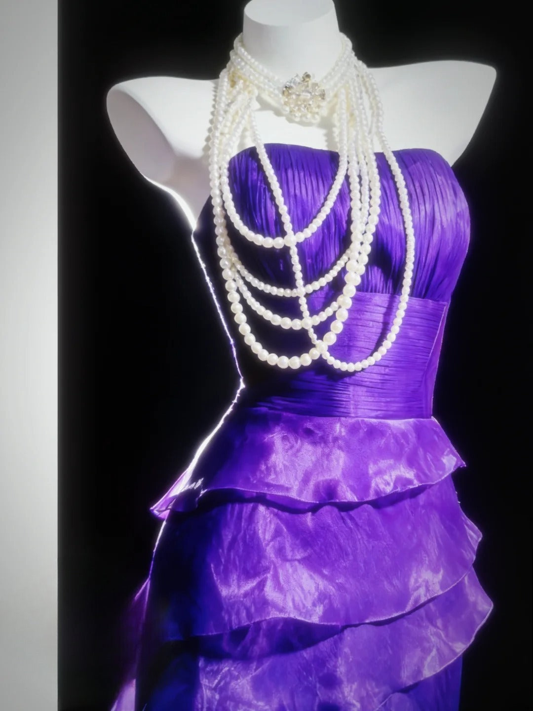 Vintage Sheath Strapless Purple Layered For Women Long Prom Dresses Senior High School 21st Birthday Outfits AS034