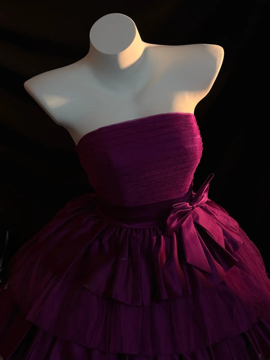 2026 Ball Gown Strapless Grape Mini Graduation Dresses Short High School For 8th Grade Senior Inspo Homecoming Gown RB3374