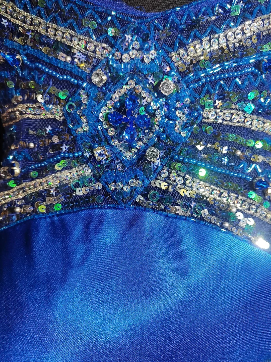 Vintage 1950s Mermaid Spaghetti Strap Royal Blue Satin With Beading Long Prom Dresses High School Senior Graduation Dance Evening Outfits AS036