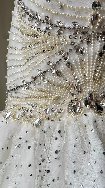 Princess Wedding Dress Mermaid Sweethart White With Silver Beading Bridal Gown for Big Day RC0410