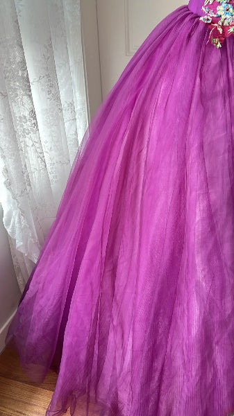 Prinzessin Sweet 16 Kleid Lang Herz ausschnitt Lila Tüll mit Spitze Ballkleid Sweet Sixteen Geburtstagskleid RC0412