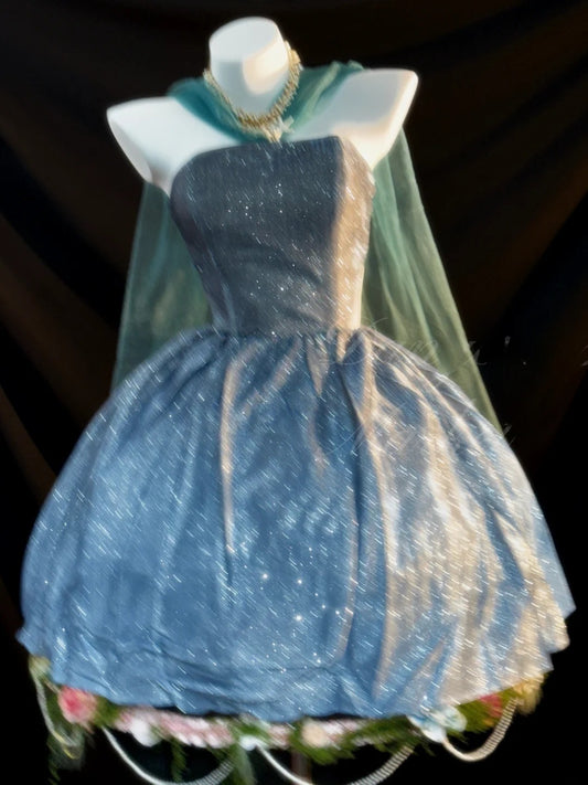Pretty Ball Gown Strapless Blue Mini Graduation Dresses Short Sequin Inspo Senior Homecoming Outfits RB3456