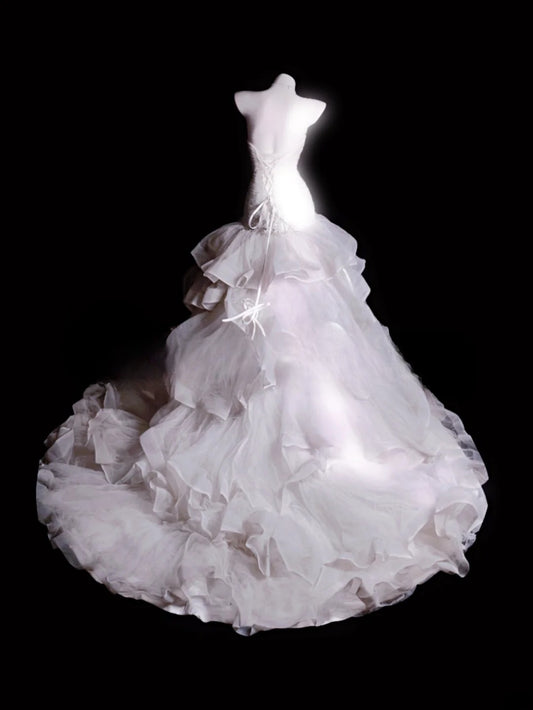 Vintage Wedding Dress Mermaid Sweethart Lace With Corset Fitted Back Ivory Bridal Gown for Big Day RB9857
