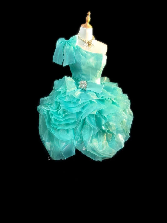 Pretty Ball Gown One Shoulder Blue Mini Graduation Dresses Short Sequin Inspo Senior Homecoming Outfits RB3461