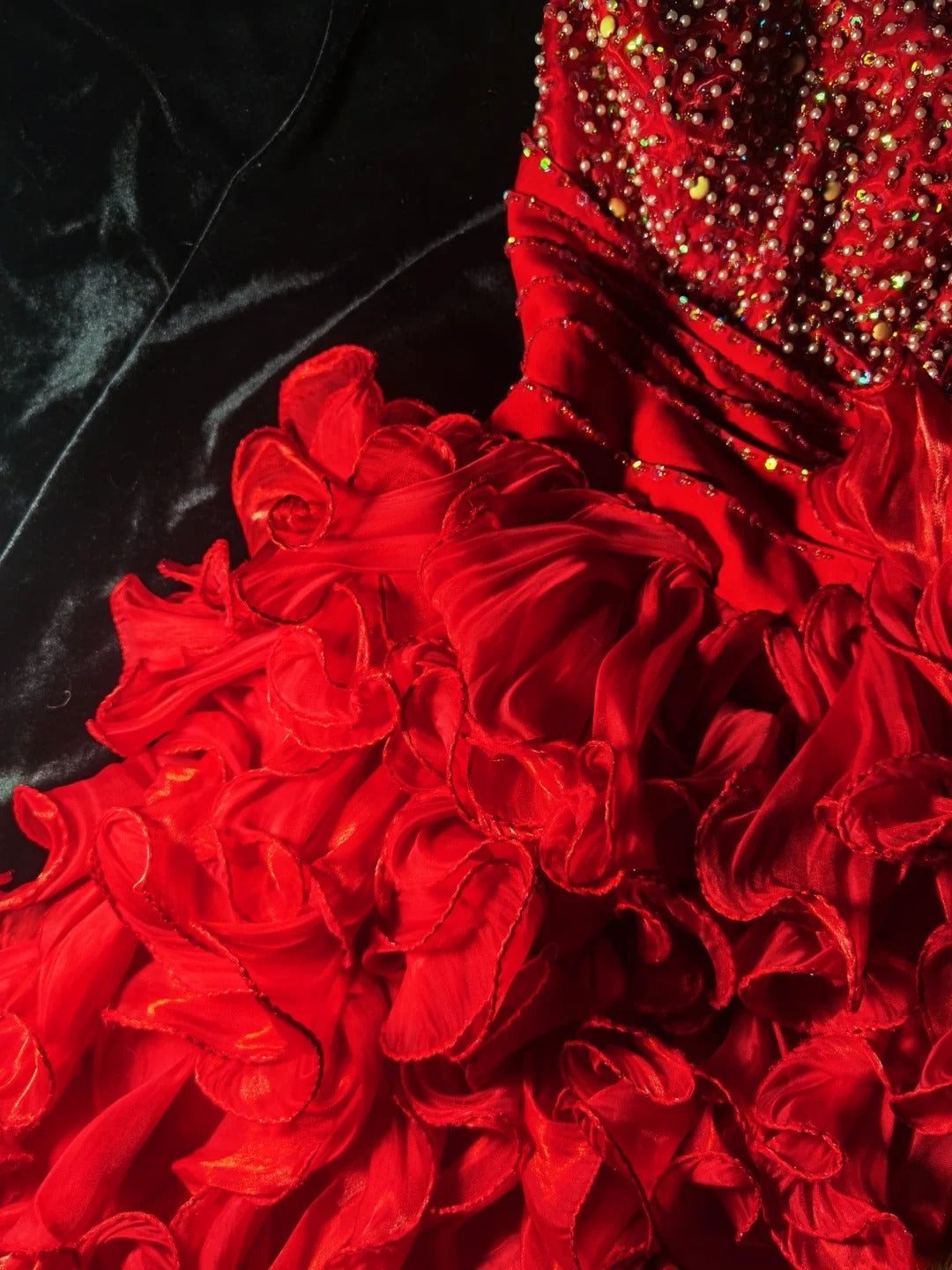 Robe de bal vintage rouge bustier à volants, robe courte pour un 16e anniversaire, robe de soirée, robe de cocktail AS065