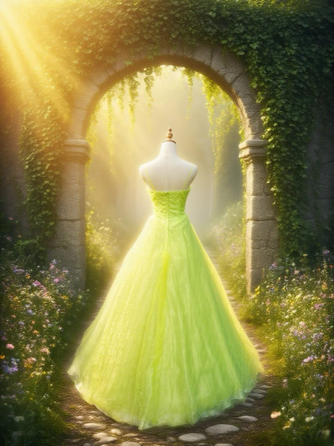Robe de bal de princesse à bretelles spaghetti en tulle vert sans manches avec application, longue robe de Quinceanera, robe de 15 ans Cendrillon RB3480