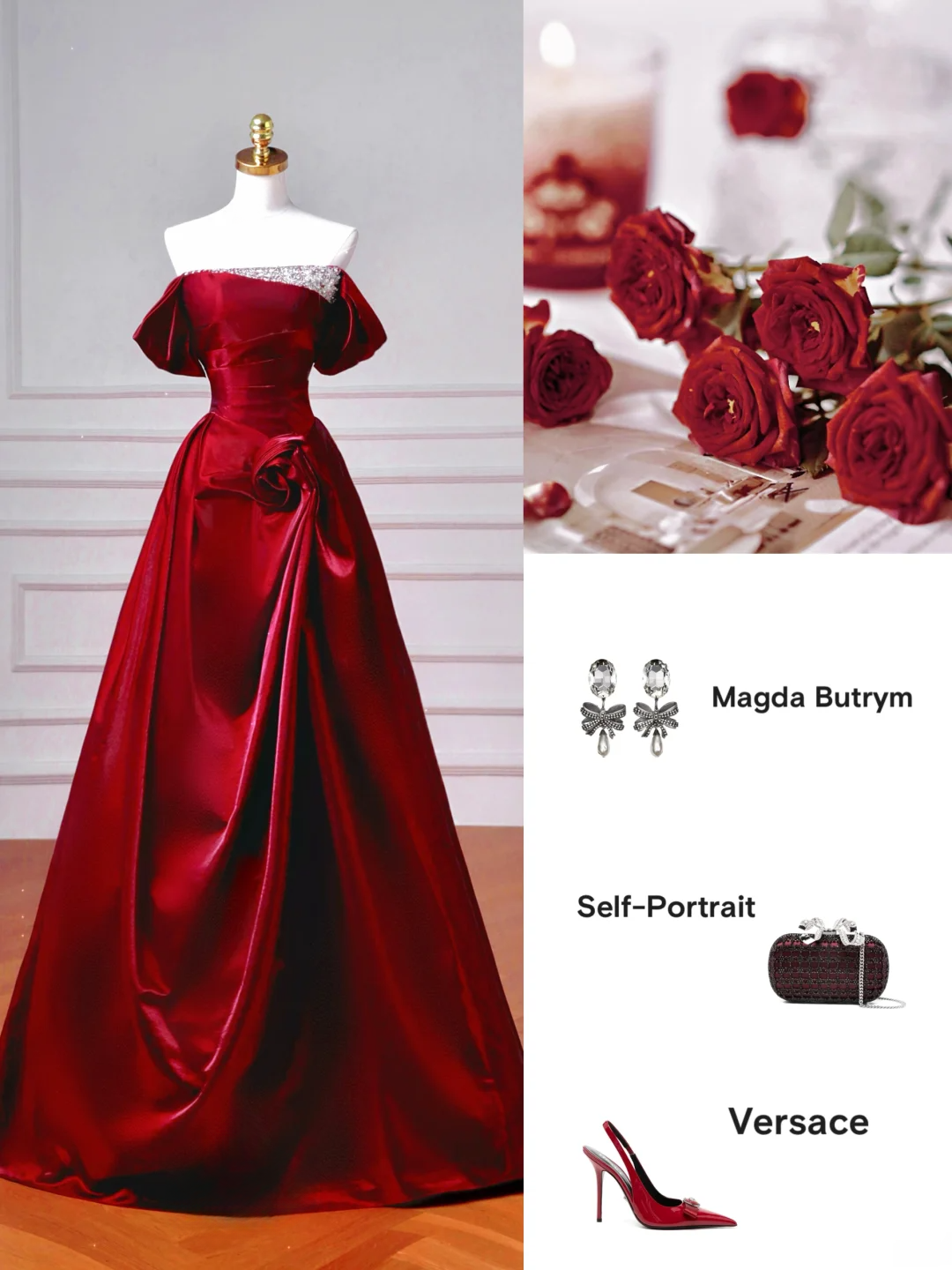 Robe de bal élégante à épaules dénudées, rouge bordeaux, longue, formelle et élégante, idéale pour un bal de promo, une soirée ou un dîner (AQ093)
