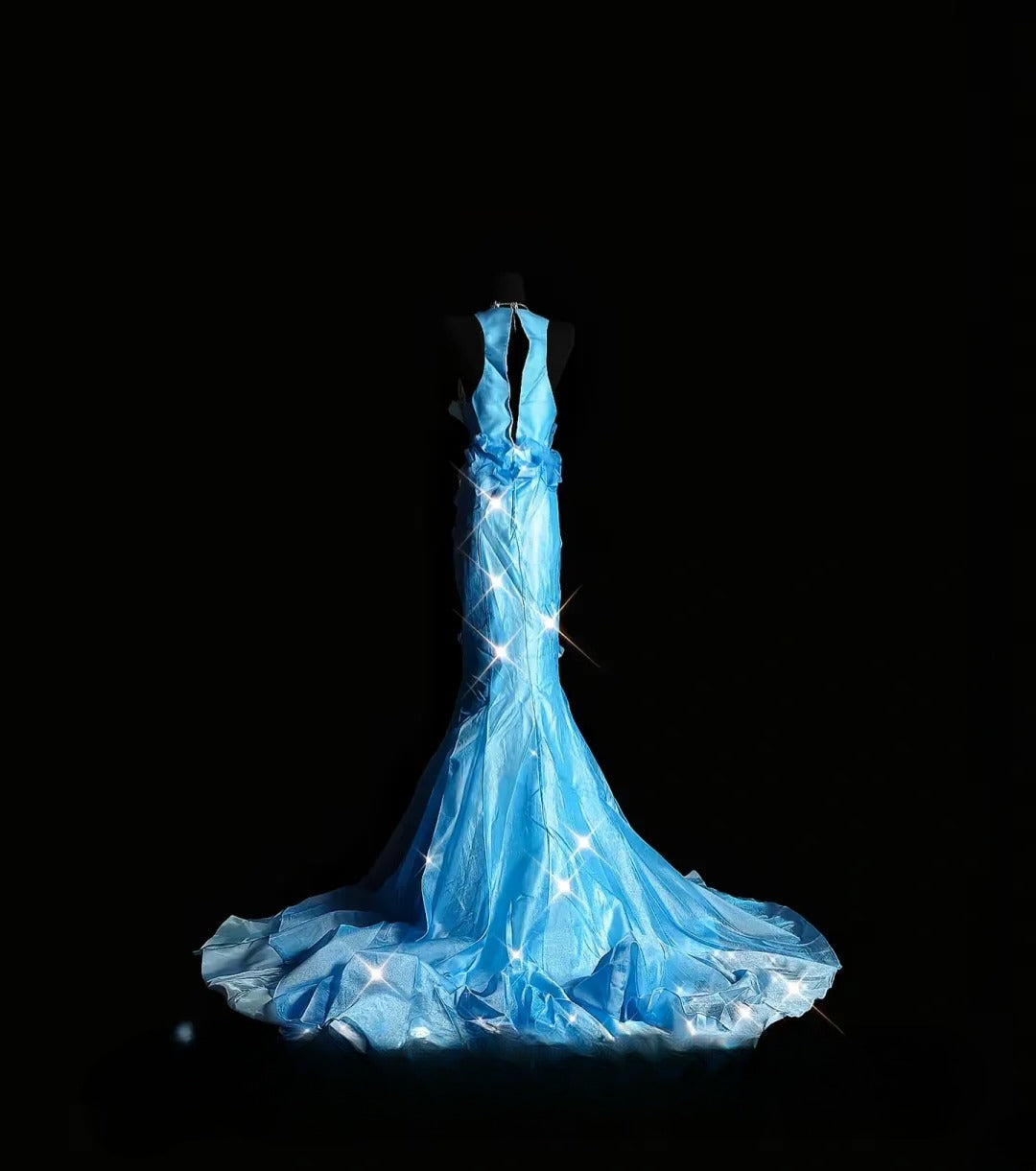 Vintage Mermaid V Neck Blue With 3D Flowers Long Prom Dress Formal Dress Party Dresses RB7086