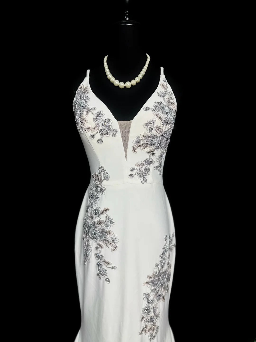 Vintage 70s Prom Dresses Mermaid Spaghetti Strap White Satin With Appliqued Beading Long Party Dress Formal Outfits RB5923