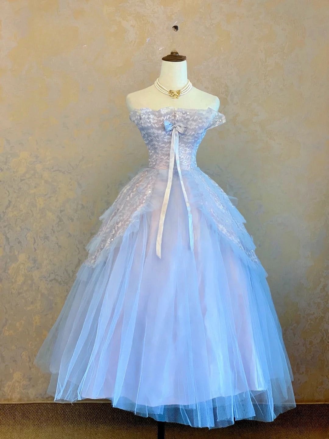 Cute Ball Gown Strapless Lilac Tulle Mid Length Party Dresses Homecoming Cocktail Gown RB9093