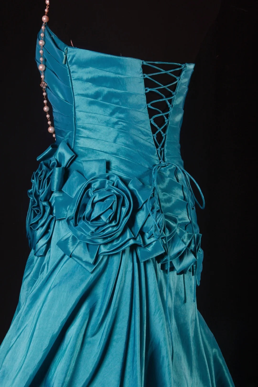 Robes de bal vintage pour femmes, robes de cocktail bustier à fleurs froncées, robes longues bleues pour dîner de remise de diplômes, robes de bal de fin d'année AS134