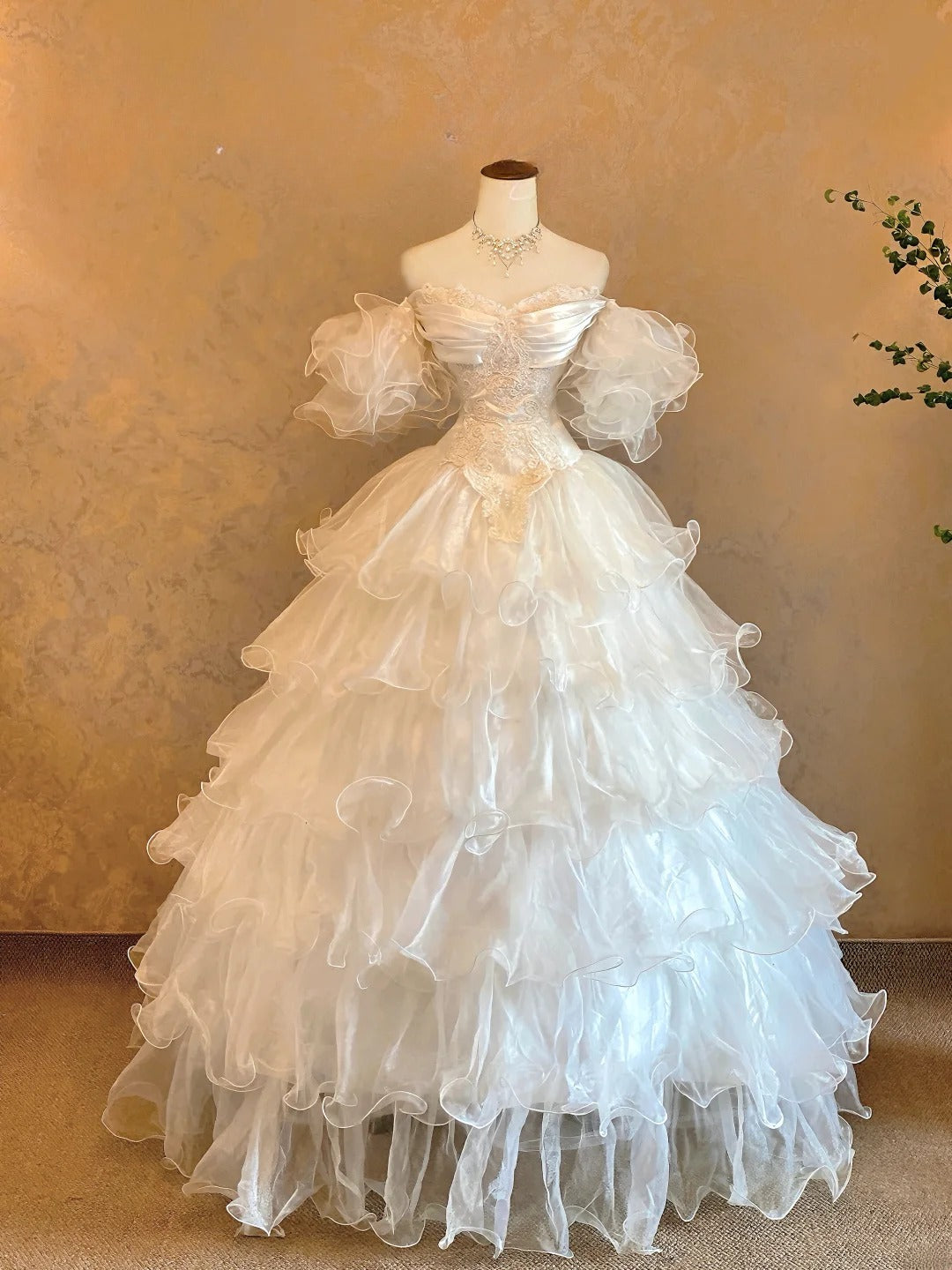 Elegant Floor Length Wedding Dress Classic Off Shoulder White With Sleeves Bridal Gown for Big Day RB9095