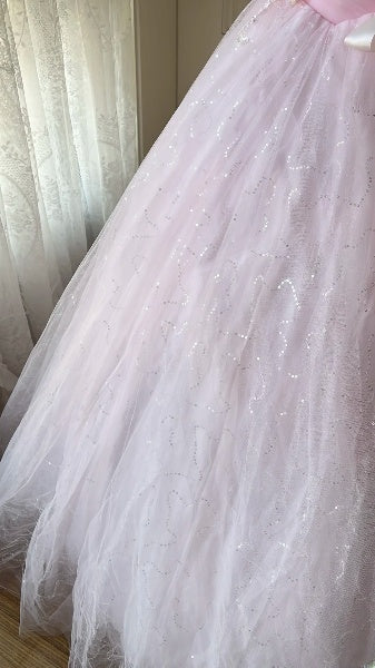 Dezentes, langes Sweet-16-Kleid mit Herzausschnitt, rosa Tüll und Perlenbesatz, Ballkleid für den 16. Geburtstag, RC0509