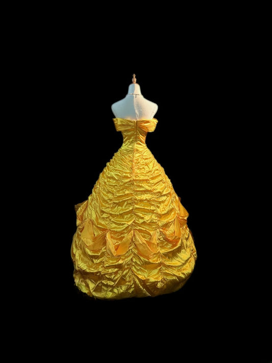 Bescheidenes Ballkleid schulterfrei gelb lang mit Flügelärmeln Sweet 16 Kleider Seventeen Quince Kleid RB3589