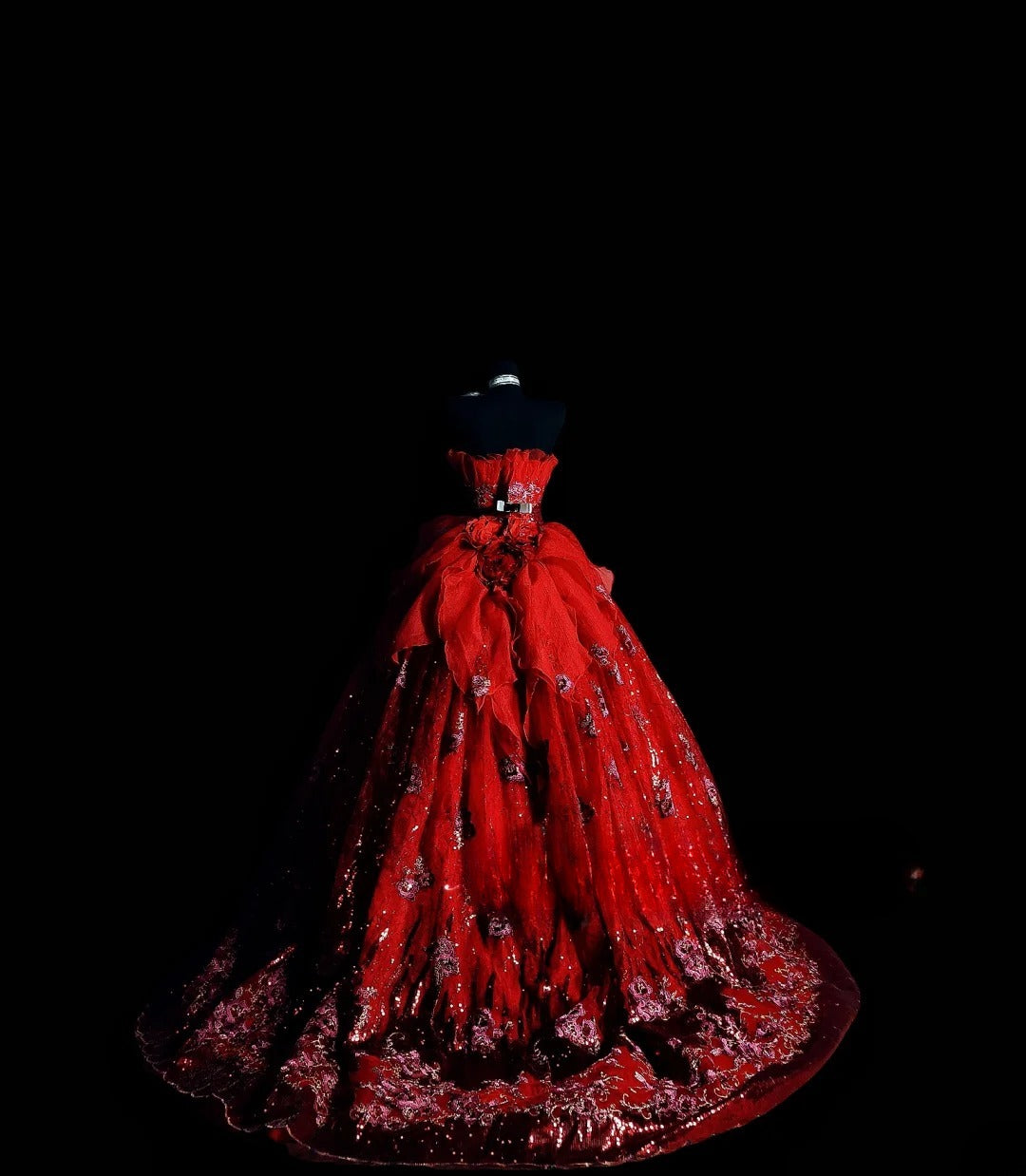 Cute Ball Gown Strapless Red Tulle Long Quinceañera Dress Moda 2000 15 Quinceanera Dresses Ideas Sweet 16 Outfits RB7128