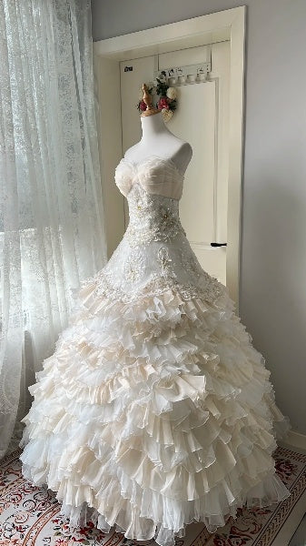 Elegantes langes Sweet-16-Kleid mit Herzausschnitt und gestuften Lagen, Ballkleid für Sweet-Sixteen-Party, Geburtstagskleider RC0535