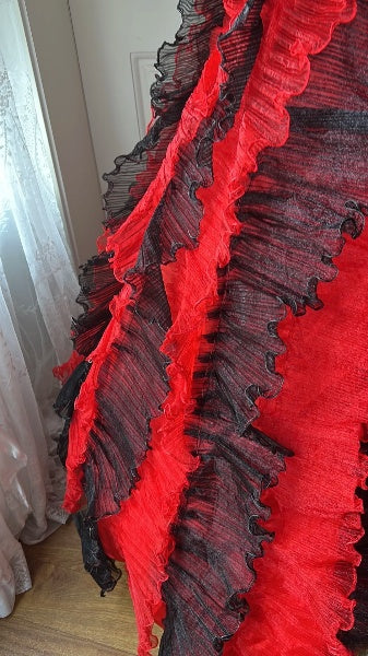 Rotes trägerloses Quinceanera-Ballkleid zum 15. Geburtstag mit gestuftem Tüll, RC0531