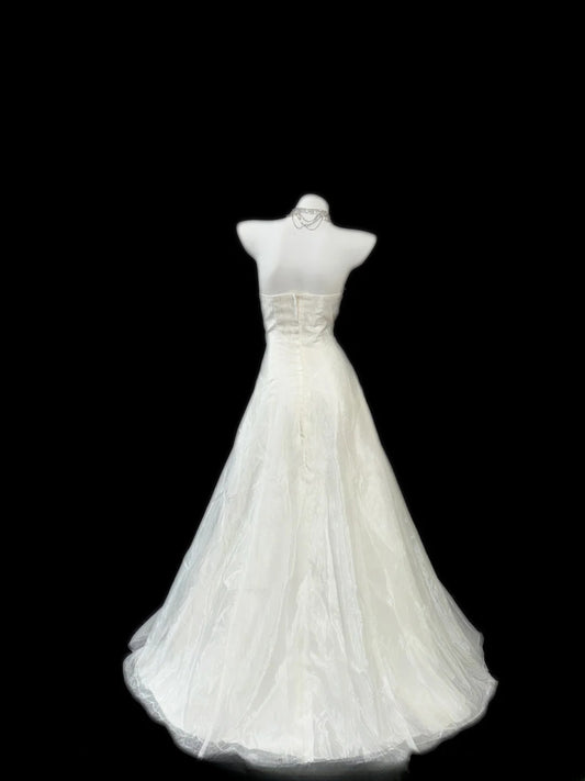 Classy Ball Gown Strapless White With Appliqued Lace Brides Gown Bridal Dress Long Poofy Wedding Dresses RB5789