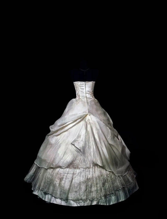 Charming Ball Gown Strapless Gray Long Quinceanera Dresses For Sweet 15 15 Anos Celebration Birthday Formal Gown RB8843