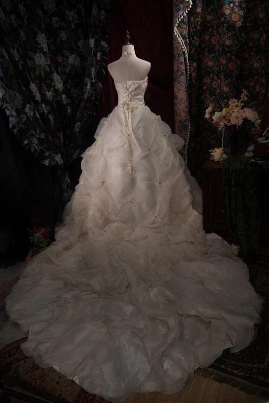 Dreamy Princess Ball Gown Formal Events Strapless Ivory With Tiered Quince Dress Quinceanera Dresses Birthday Outfits RB8384