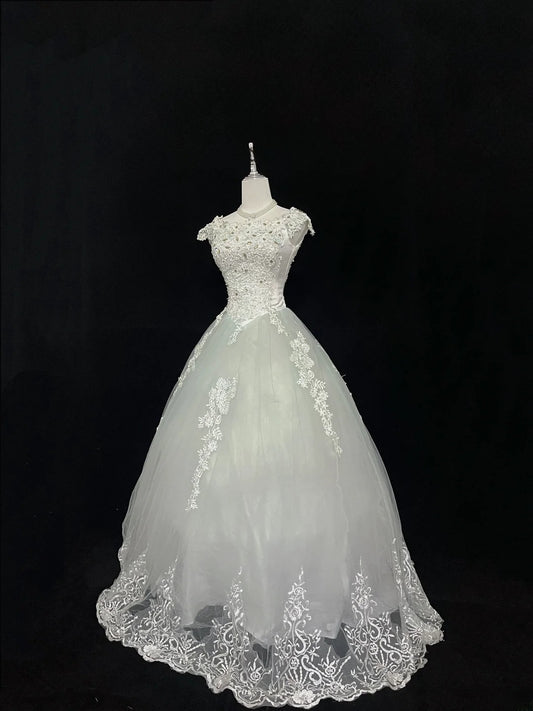 Pretty Ball Gowns Scoop Mint Green With Appliques Long Prom Dress Puffy Sweet 16 Sixteen Outfit Vestido de 15 RB7600