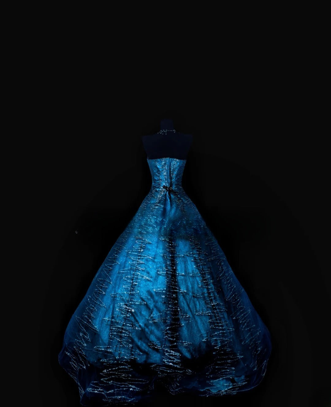 Ball Gown Strapless Blue Tulle Long Quinceanera Dresses With Lace For Sweet 15 15 Anos Celebration Birthday Formal Gown RB8861