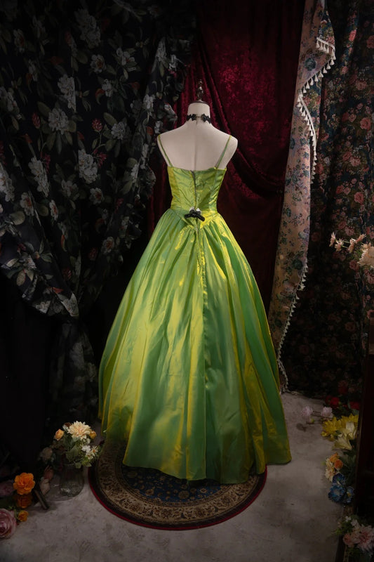 Modest Ball Gown Spaghetti Straps Green With Flowers High School Dances Prom Dresses Formal Outfits Evening Gown RB8517
