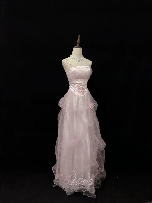 Classy Ball Gowns Straps Pink Poofy Long With Appliued Lace Quince Dress Sweet 16 inspo Quinceanera Dresses Vestidos De 15 anos RB7659