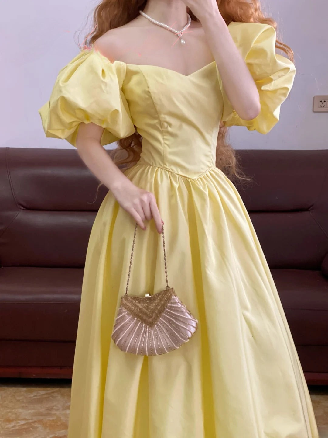 Prom Dress Elegant A Line Off The Shoulder Yellow Floor Length Formal Evening Gown for Women Graduation Party RB9253